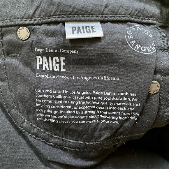 PAIGE Skyline Ankle Peg Jeans in Black Galaxy with Silver Studs Size 27 - Picture 8 of 9